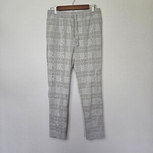 H&M Womens S‎ Small Plaid Trouser Pullon Dress Pants Elastic Waist Comfy Career